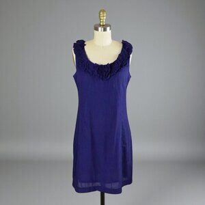 YOANA BARASCHI ROSETTE NECKLINE INDIGO-PURPLE DRESS